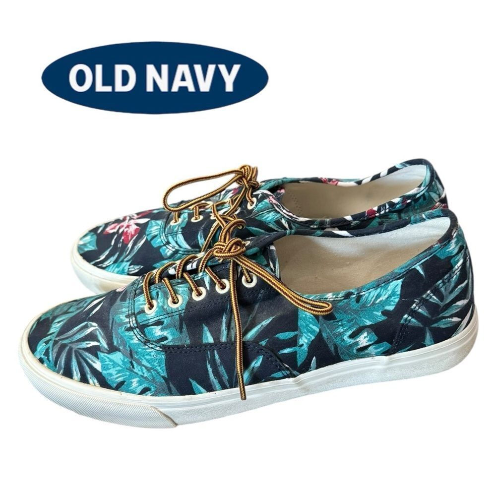 Old Navy Men's Hawaiian Floral Navy Canvsa Lace-up Sneakers 11